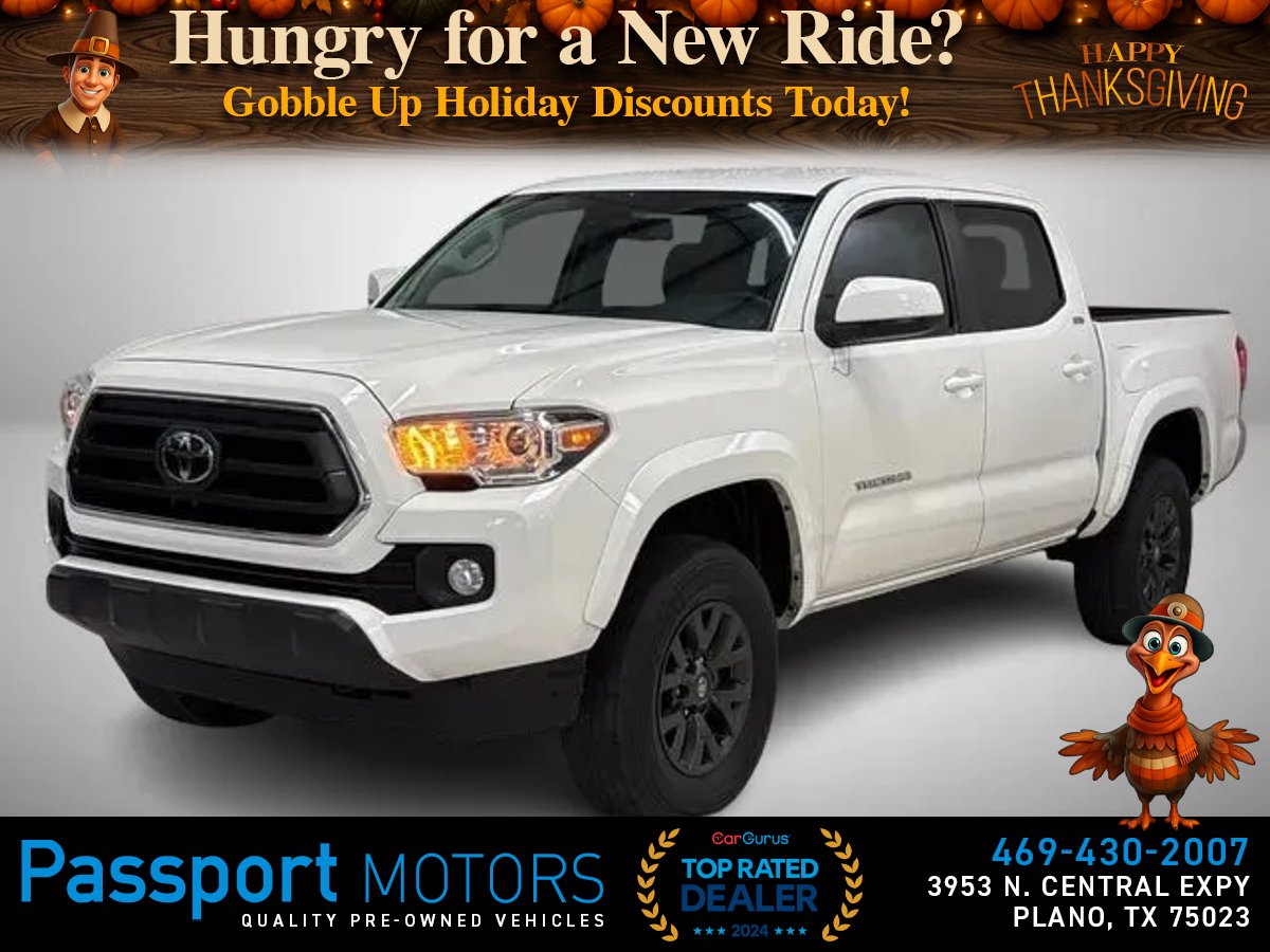 WHITE, 2021 TOYOTA TACOMA DOUBLE CAB/UP GRADED BLACK WHEEL/TINT WINDOWS Image 