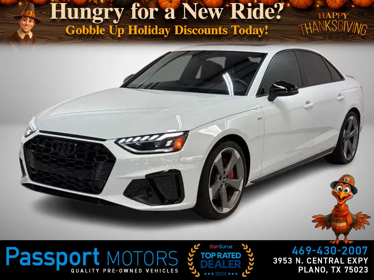 WHITE, 2023 AUDI A4/BLACK OPTIC PKG/19" WHEELS/VENTILATED SEATS/BANG&OLUFSEN SOUND Image 