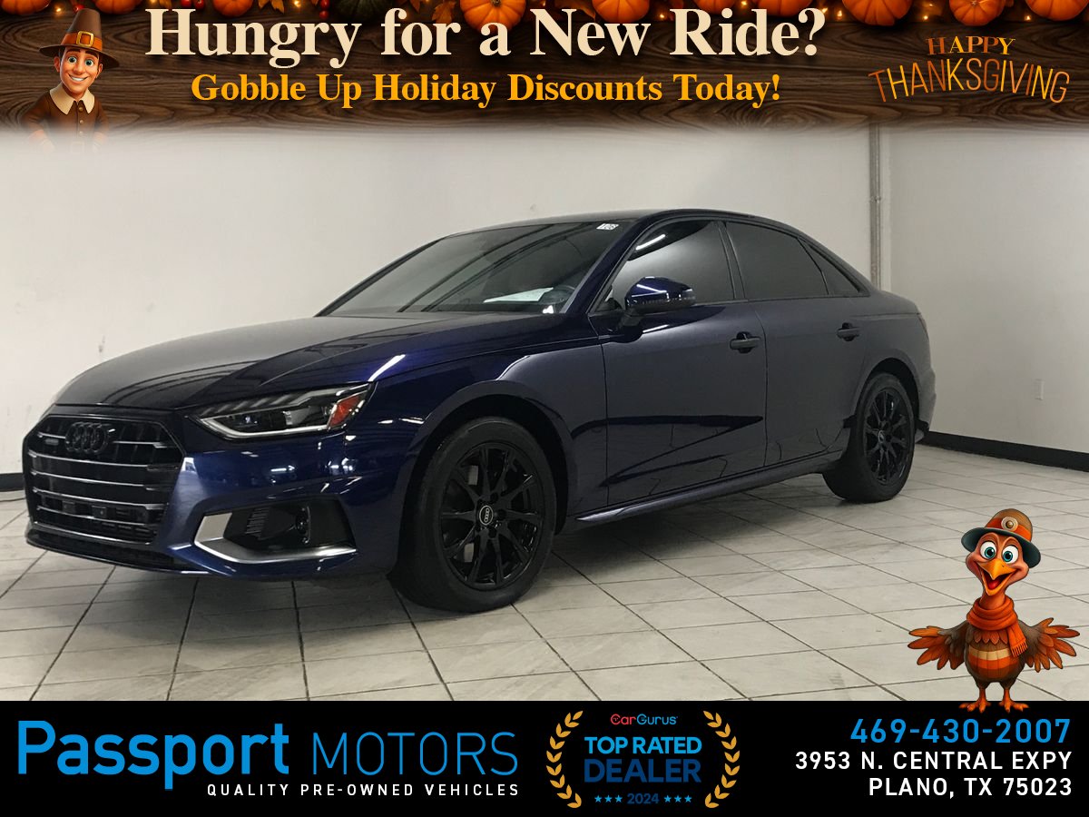 BLUE, 2023 AUDI A4/BLACK OPTIC PKG/SUNROOF/UP GRADED BLACK WHEELS Image 