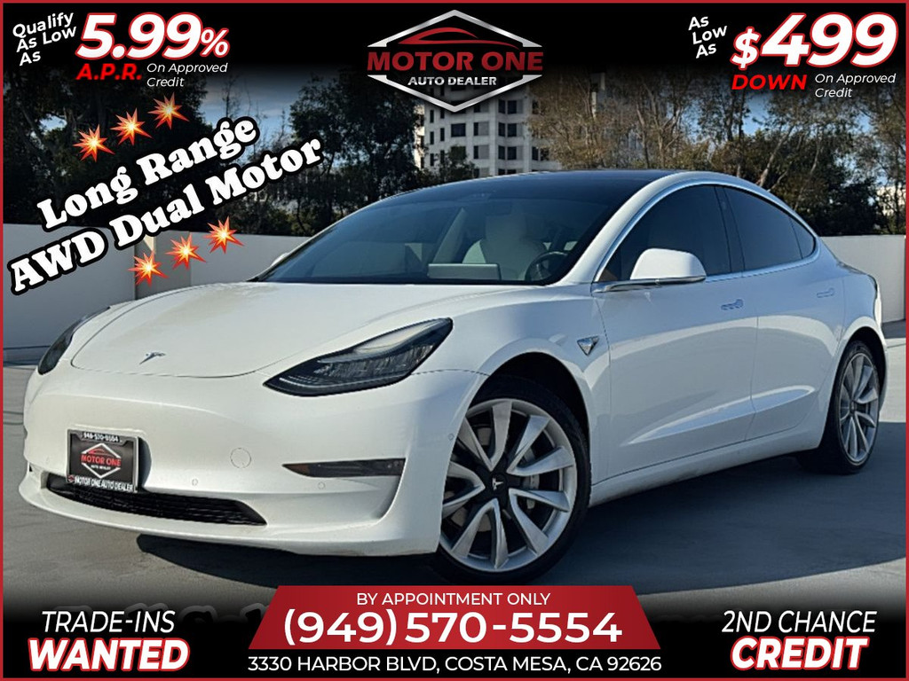 2019 TESLA MODEL 3 LONG RANGE DUAL MOTOR AWD for sale in COSTA MESA