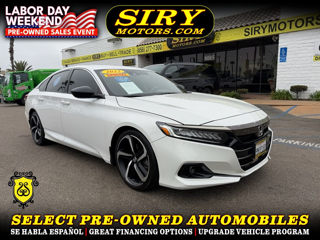 2022 HONDA ACCORD for sale in SAN DIEGO