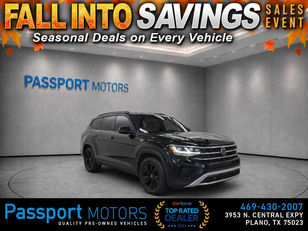 2022 VOLKSWAGEN ATLAS/PANORAMIC ROOF/UP GRADED 20" BLACK WHEELS for sale in PLANO