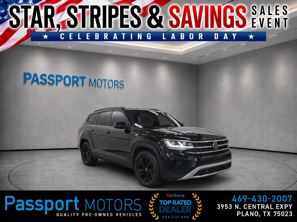 2022 VOLKSWAGEN ATLAS/PANORAMIC ROOF/UP GRADED 20" BLACK WHEELS for sale in PLANO