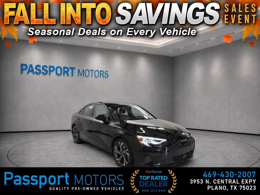 2023 AUDI A3/PREMIUM PLUS PKG/BLACK OPTIC/TECH PKG for sale in PLANO