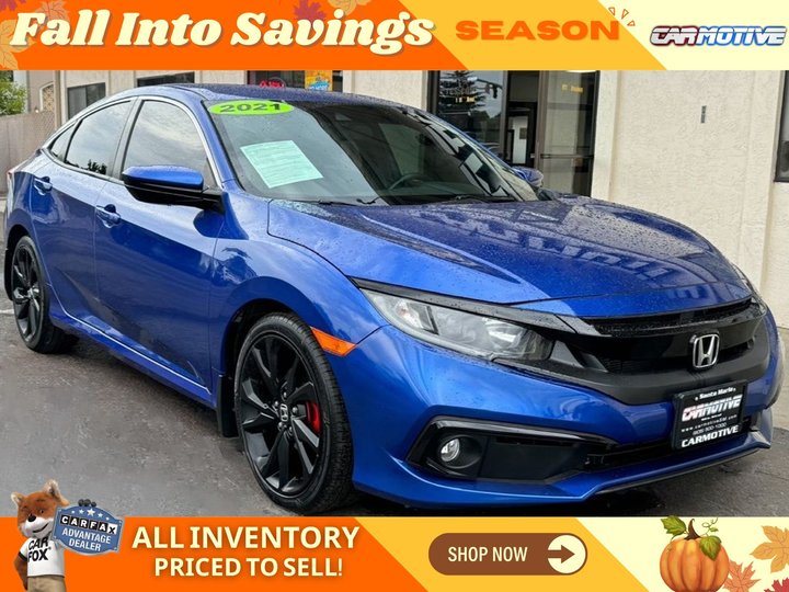 Aegean Blue Metallic, 2021 HONDA CIVIC Image 