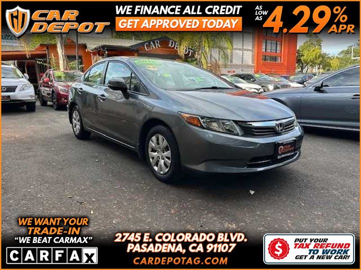 2012 HONDA CIVIC 1 OWNER for sale in PASADENA