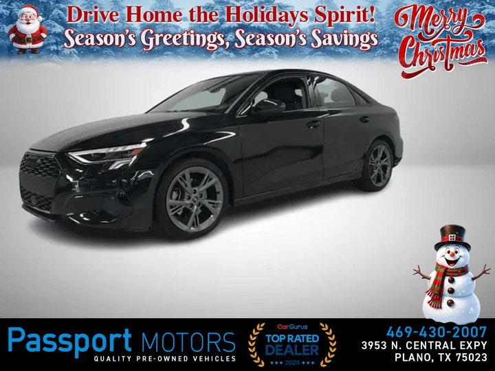 BLACK, 2024 AUDI A3/BLACK OPTIC SPORT PACKAGE/PANO ROOF Image 