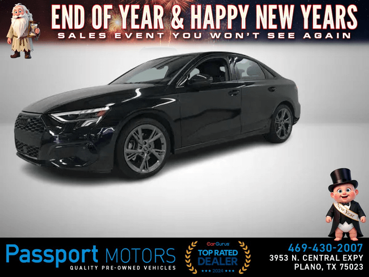 BLACK, 2024 AUDI A3/BLACK OPTIC SPORT PACKAGE/PANO ROOF Image 